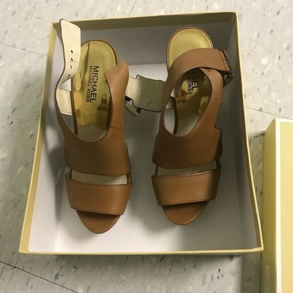 “MICHAEL KORS” Brown Leather Heeled Sandals - Picture 1 of 3